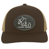 HUNTER JUMPER BLACK LEATHER 104C Trucker Snap Back - Patch