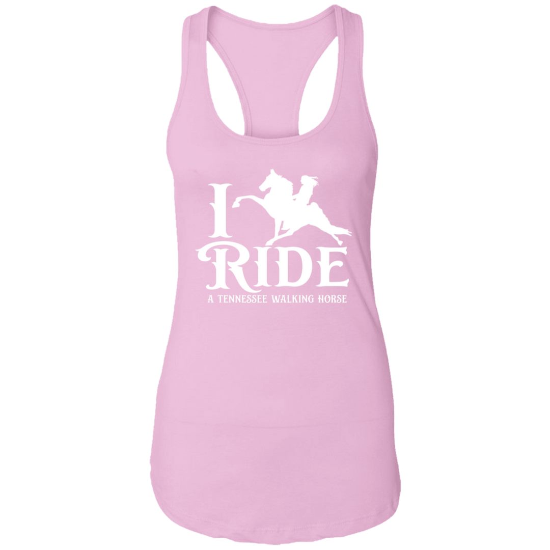 I RIDE A WALKING HORSE B (WHITE) NL1533 Ladies Ideal Racerback Tank