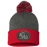 HUNTER JUMPER BLACK LEATHER SP15 Pom Pom Knit Cap - Patch
