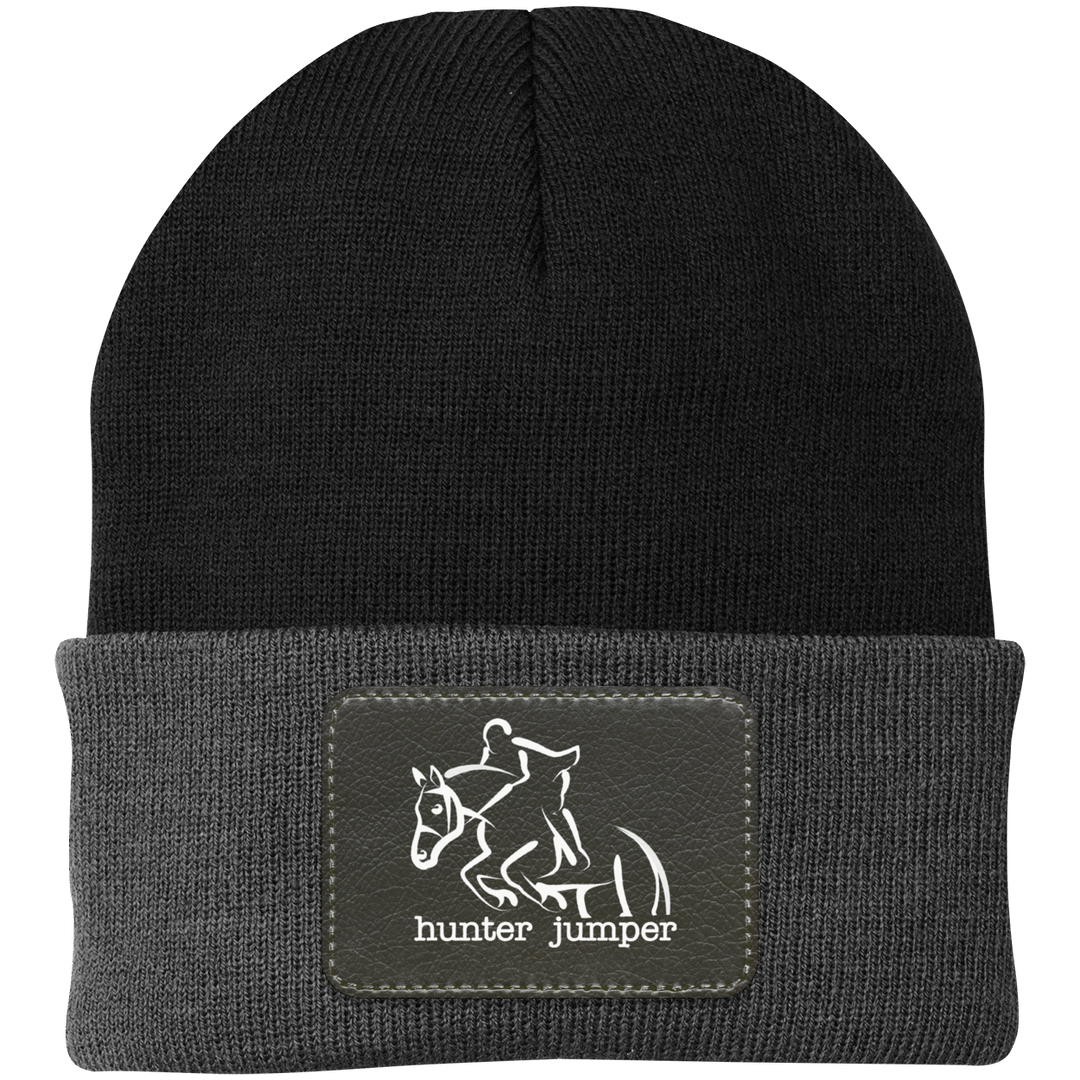 HUNTER JUMPER BLACK LEATHER CP90 Knit Cap - Patch