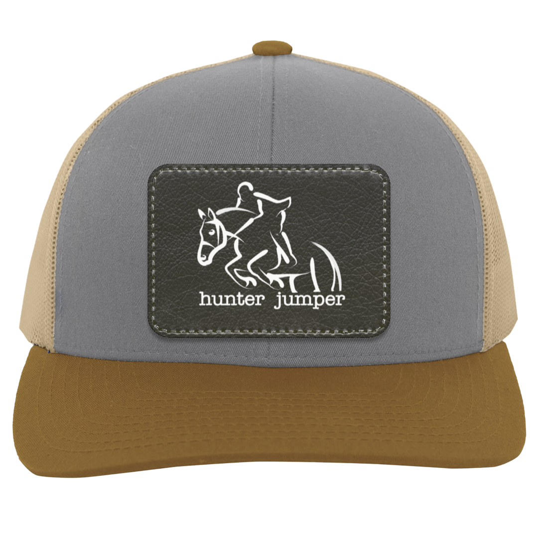 HUNTER JUMPER BLACK LEATHER 104C Trucker Snap Back - Patch