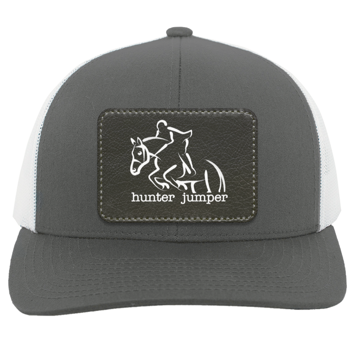 HUNTER JUMPER BLACK LEATHER 104C Trucker Snap Back - Patch