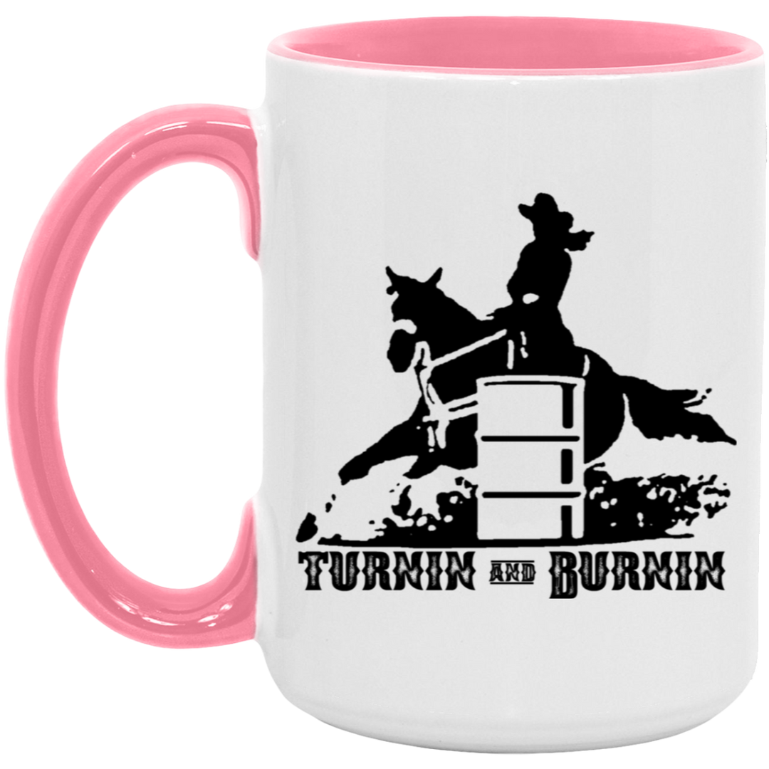TURNIN AND BURNIN BARREL RACING 4HORSE AM15OZ 15oz. Accent Mug