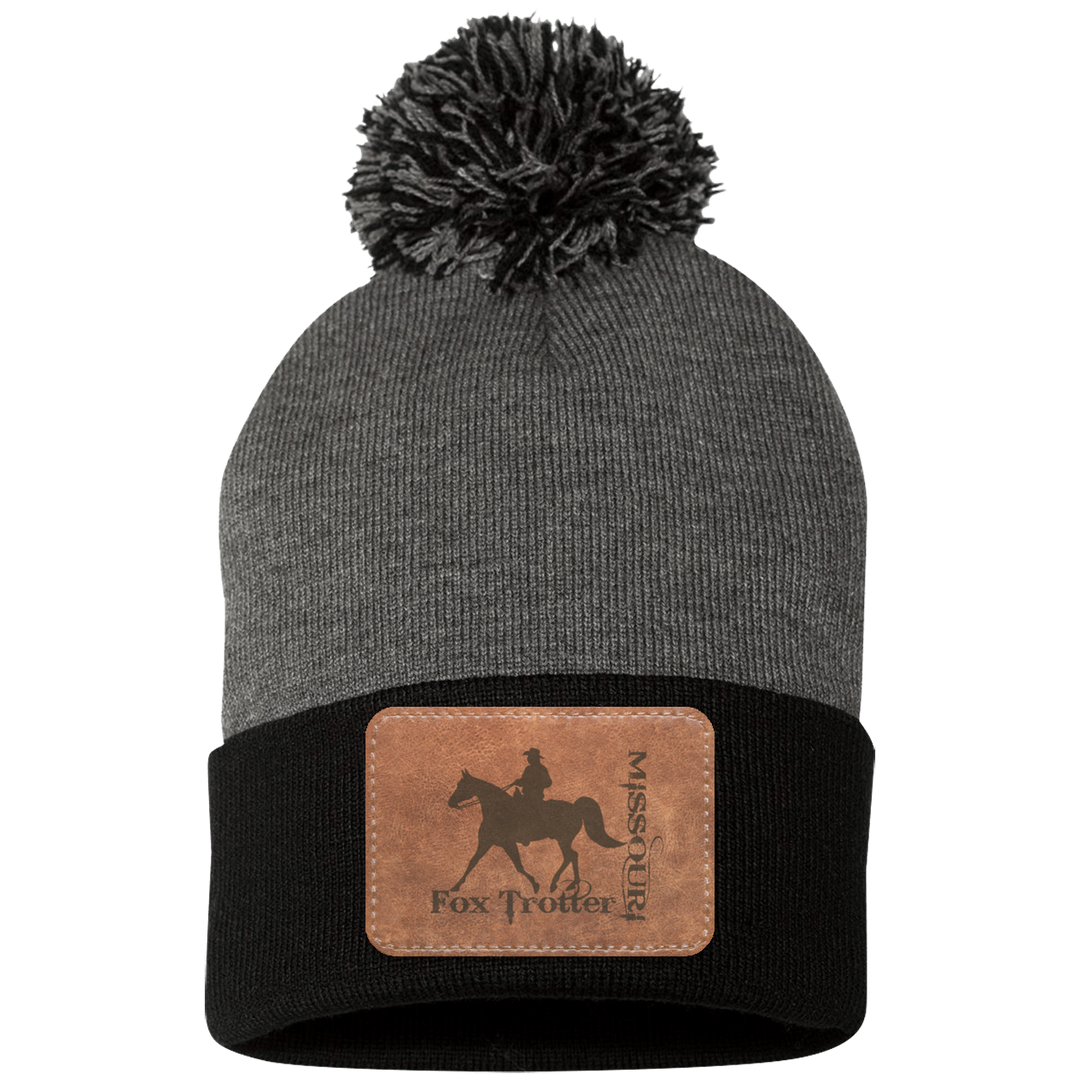 MISSOURI FOX TROTTER ON LEATHER SP15 Pom Pom Knit Cap - Patch
