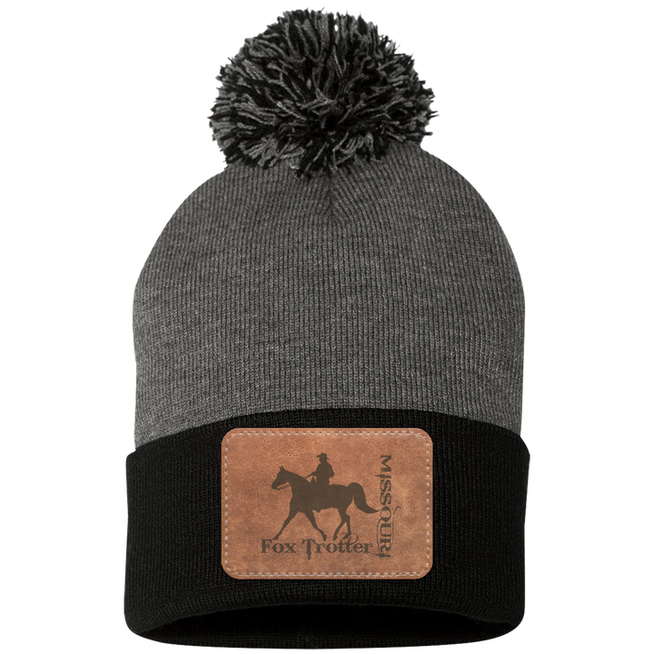 MISSOURI FOX TROTTER ON LEATHER SP15 Pom Pom Knit Cap - Patch