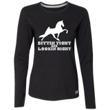 SITTIN TIGHT LOOKIN RIGHT TWH PERFORMANCE(WHITE) 64LTTX Ladies’ Essential Dri-Power Long Sleeve Tee