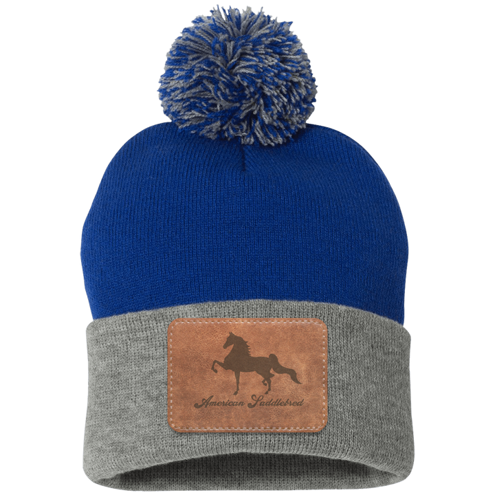 AMERICAN SADDLEBRED ON LEATHER SP15 Pom Pom Knit Cap - Patch