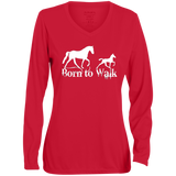 BORN TO WALK 1788 Ladies' Moisture-Wicking Long Sleeve V-Neck Tee