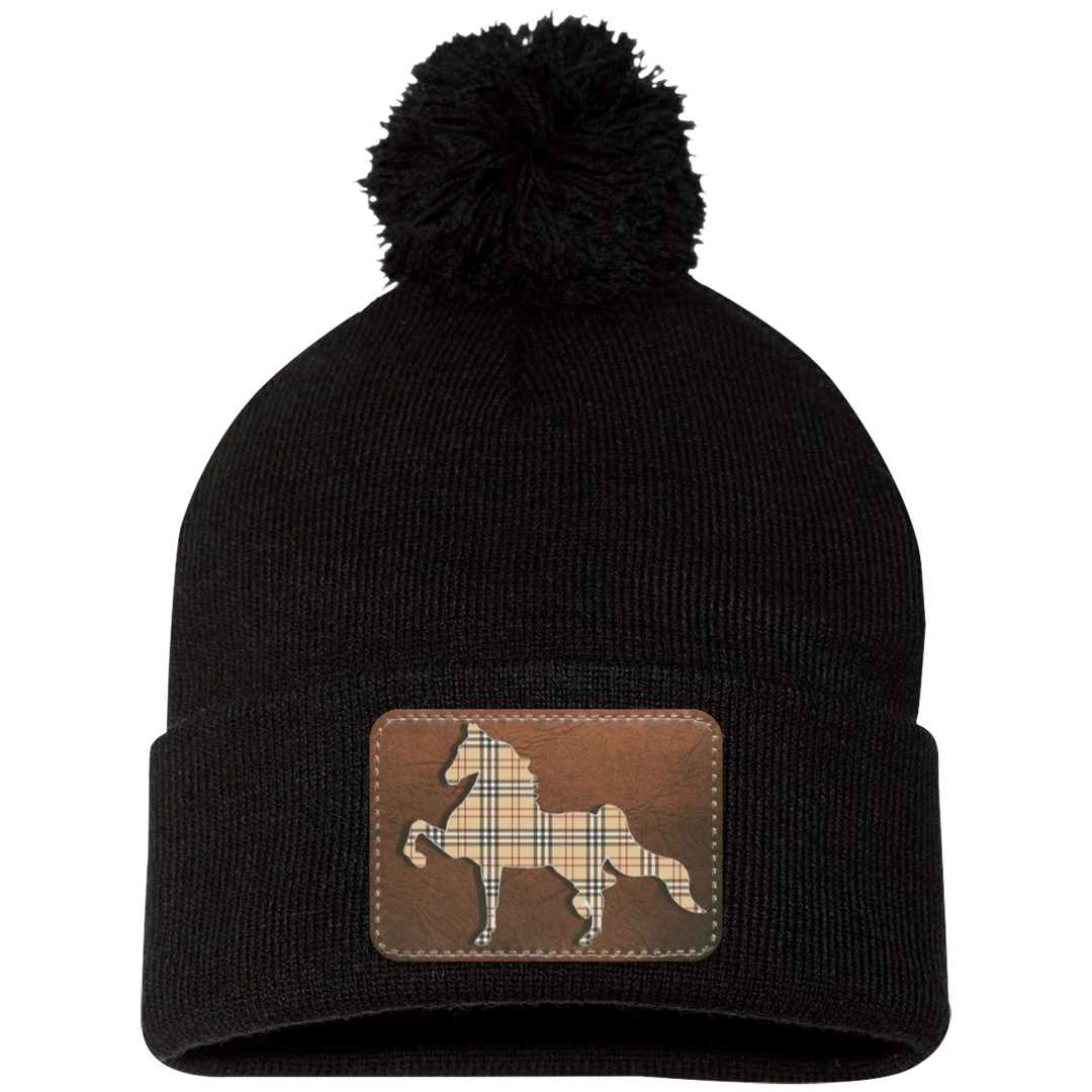 AMERICAN SADDLEBRED LEATHER PATCH (BURBURY) SP15 Pom Pom Knit Cap - Patch