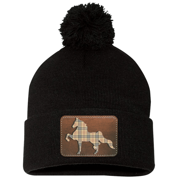 AMERICAN SADDLEBRED LEATHER PATCH (BURBURY) SP15 Pom Pom Knit Cap - Patch