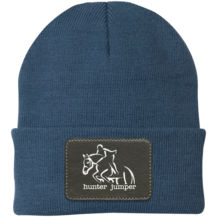 HUNTER JUMPER BLACK LEATHER CP90 Knit Cap - Patch