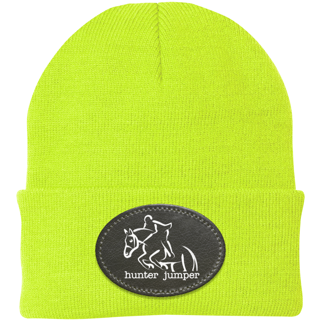 HUNTER JUMPER BLACK LEATHER CP90 Knit Cap - Patch