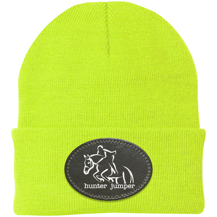 HUNTER JUMPER BLACK LEATHER CP90 Knit Cap - Patch