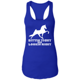 SITTIN TIGHT LOOKIN RIGHT TWH PERFORMANCE(WHITE) NL1533 Ladies Ideal Racerback Tank