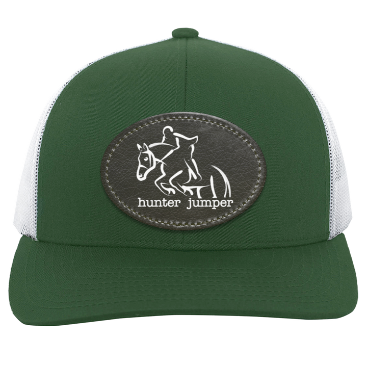 HUNTER JUMPER BLACK LEATHER 104C Trucker Snap Back - Patch