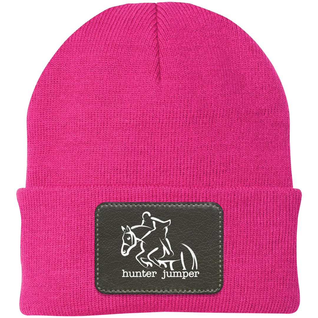 HUNTER JUMPER BLACK LEATHER CP90 Knit Cap - Patch