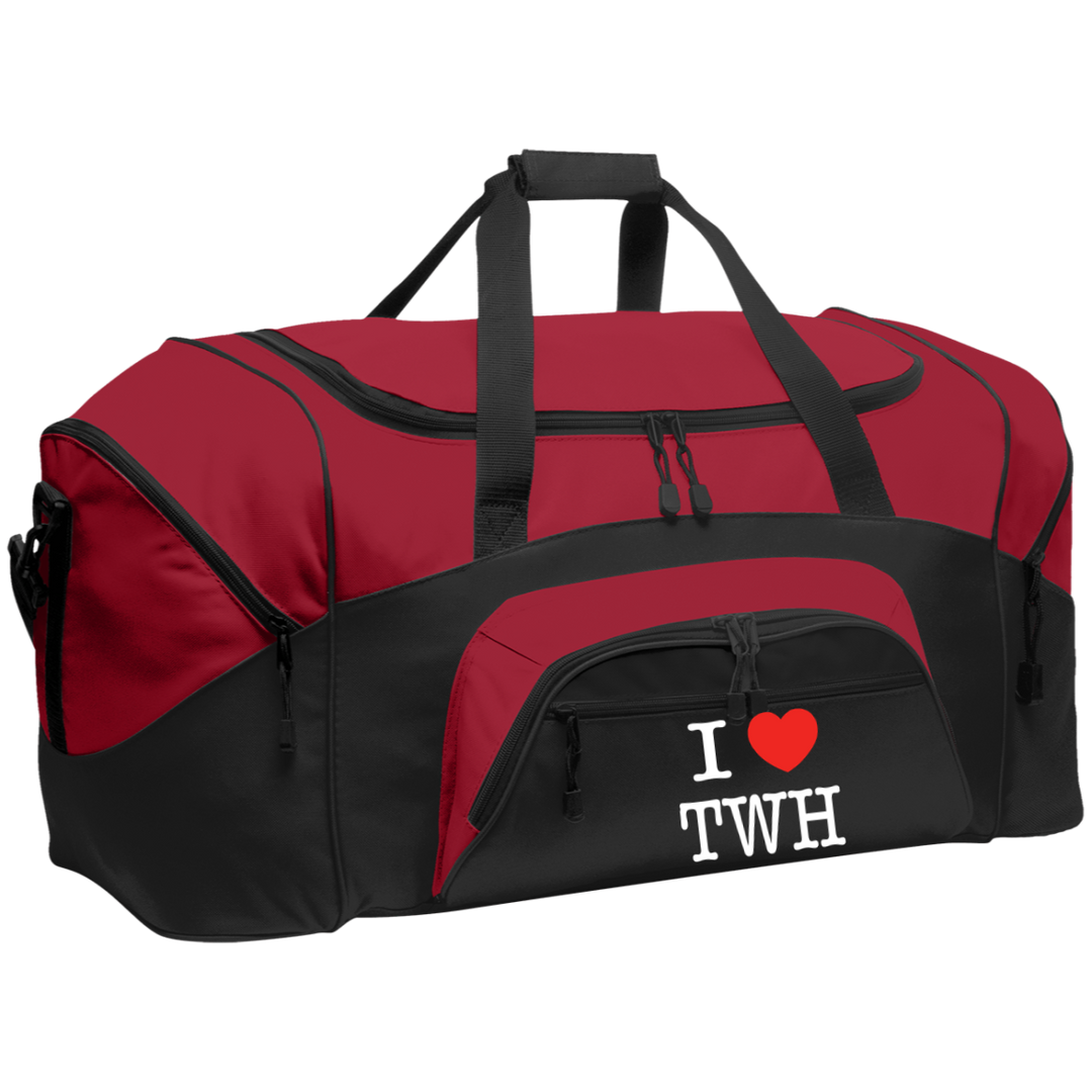 I LOVE TWH WHITE BG99 Colorblock Sport Duffel
