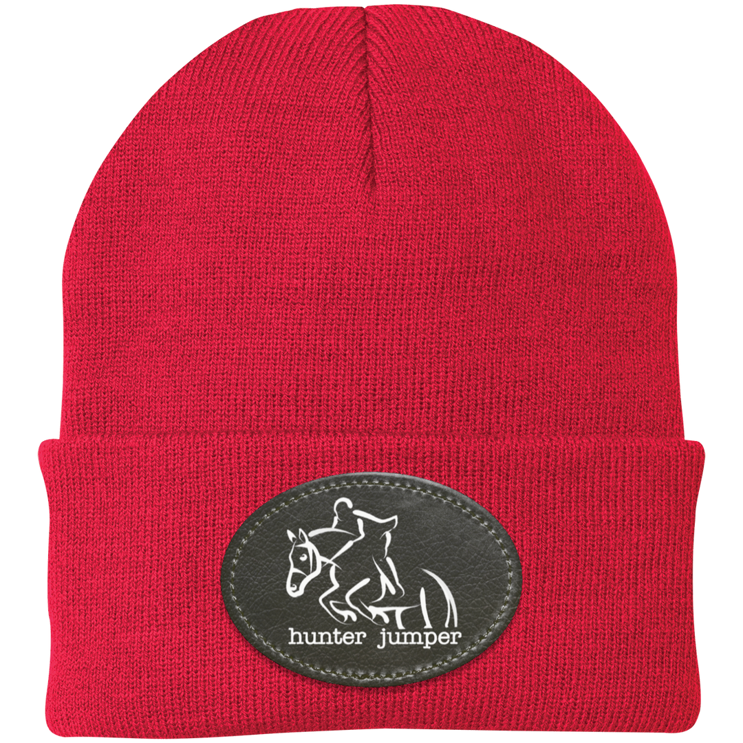 HUNTER JUMPER BLACK LEATHER CP90 Knit Cap - Patch