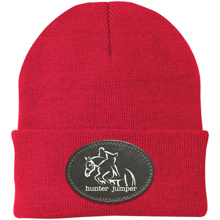 HUNTER JUMPER BLACK LEATHER CP90 Knit Cap - Patch