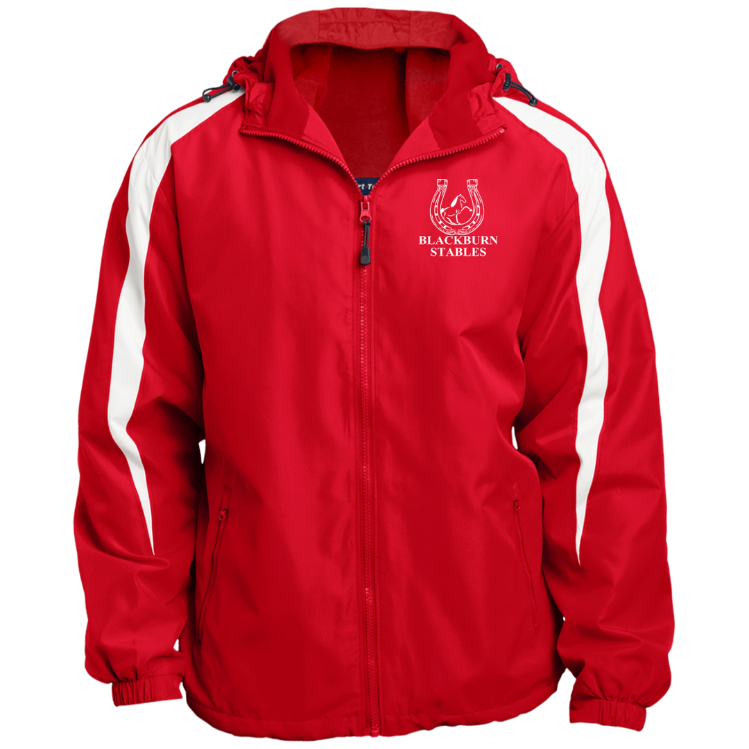 BLACKBURN STABLES (WHITE) JST81 Fleece Lined Colorblock Hooded Jacket