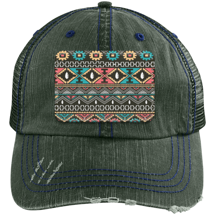 AZTEC 1 6990 Distressed Unstructured Trucker Cap - Patch