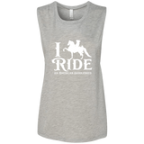 I RIDE AN AMERICAN SADDLEBRED (WHITE) B8803 Ladies' Flowy Muscle Tank