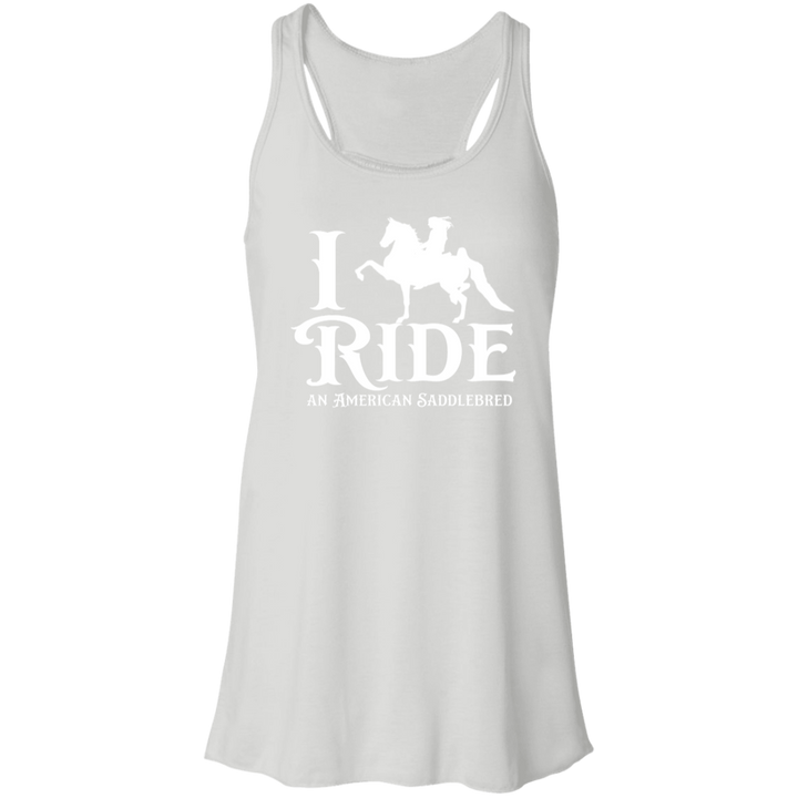 I RIDE AN AMERICAN SADDLEBRED (WHITE) B8800 Flowy Racerback Tank