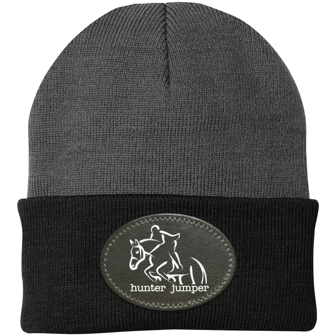 HUNTER JUMPER BLACK LEATHER CP90 Knit Cap - Patch