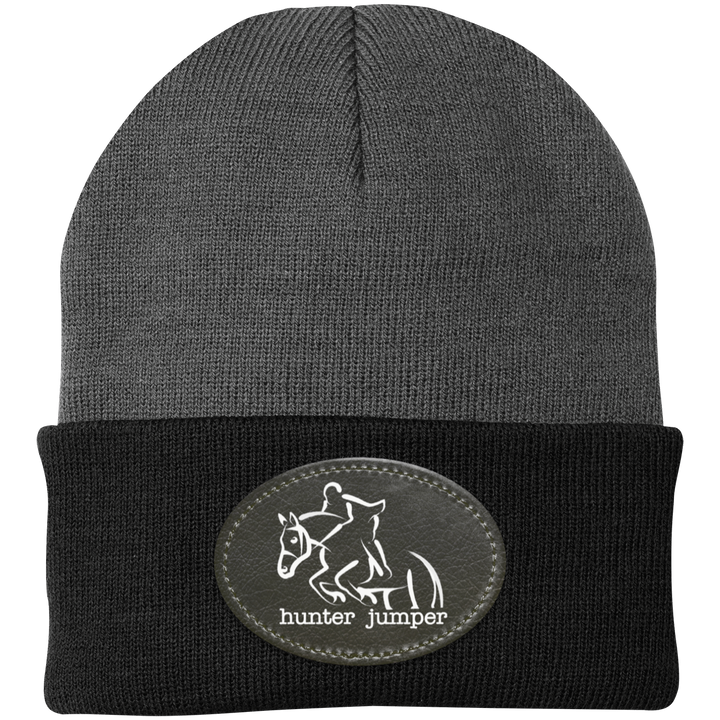 HUNTER JUMPER BLACK LEATHER CP90 Knit Cap - Patch