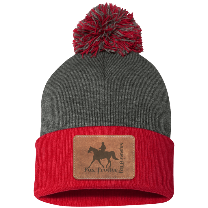 MISSOURI FOX TROTTER ON LEATHER SP15 Pom Pom Knit Cap - Patch