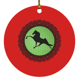 Tennessee Walking Horse  PERFORMANCE LIME GREEN BLACK LACE SUBORNC Circle Ornament