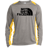 NOT SHIT FACED (BLK) ST361LS Long Sleeve Heather Colorblock Performance Tee