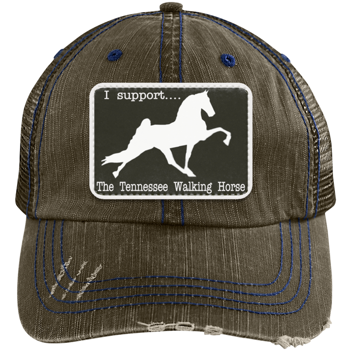 I SUPPORT THE TWH -RECTANGLE 6990 Distressed Unstructured Trucker Cap - Patch