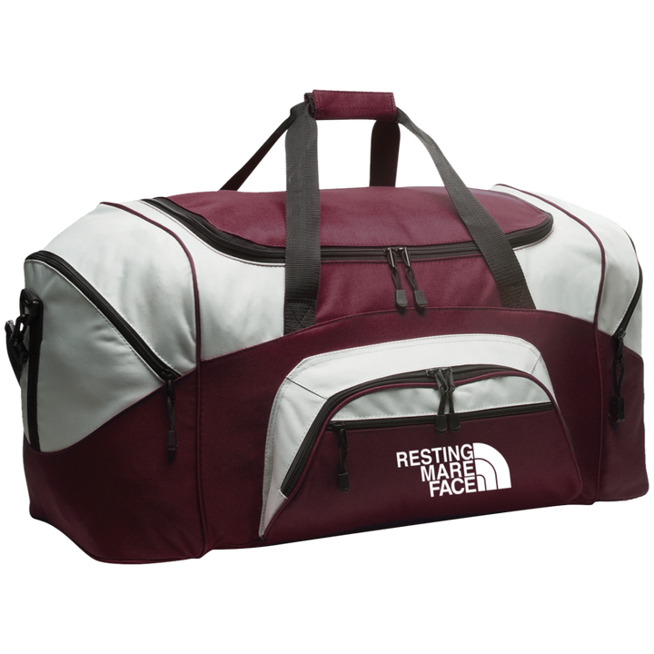RESTING MARE FACE (white) BG99 Colorblock Sport Duffel