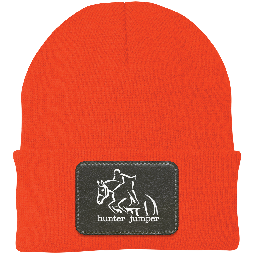 HUNTER JUMPER BLACK LEATHER CP90 Knit Cap - Patch