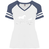 BORN TO WALK DM476 Ladies' Game V-Neck T-Shirt