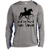 SHE FOUND HER LOVE (TWH pleasure)Bblack art ST361LS Long Sleeve Heather Colorblock Performance Tee