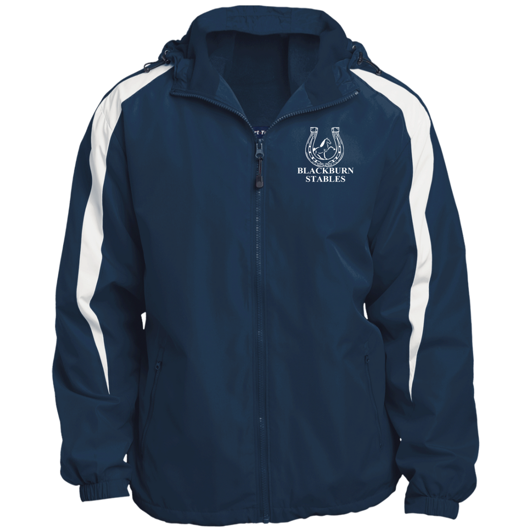BLACKBURN STABLES (WHITE) JST81 Fleece Lined Colorblock Hooded Jacket