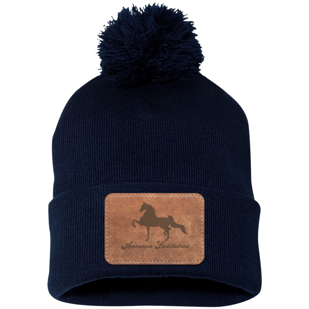 AMERICAN SADDLEBRED ON LEATHER SP15 Pom Pom Knit Cap - Patch