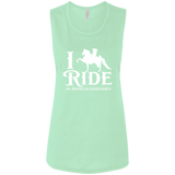 I RIDE AN AMERICAN SADDLEBRED (WHITE) B8803 Ladies' Flowy Muscle Tank