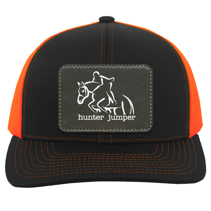 HUNTER JUMPER BLACK LEATHER 104C Trucker Snap Back - Patch