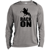 RACK ON Racking (black art) ST361LS Long Sleeve Heather Colorblock Performance Tee