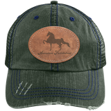 AMERICAN SADDLEBRED ON LEATHER 6990 Distressed Unstructured Trucker Cap - Patch