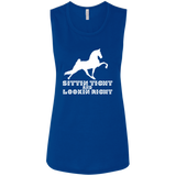 SITTIN TIGHT LOOKIN RIGHT TWH PERFORMANCE(WHITE) B8803 Ladies' Flowy Muscle Tank