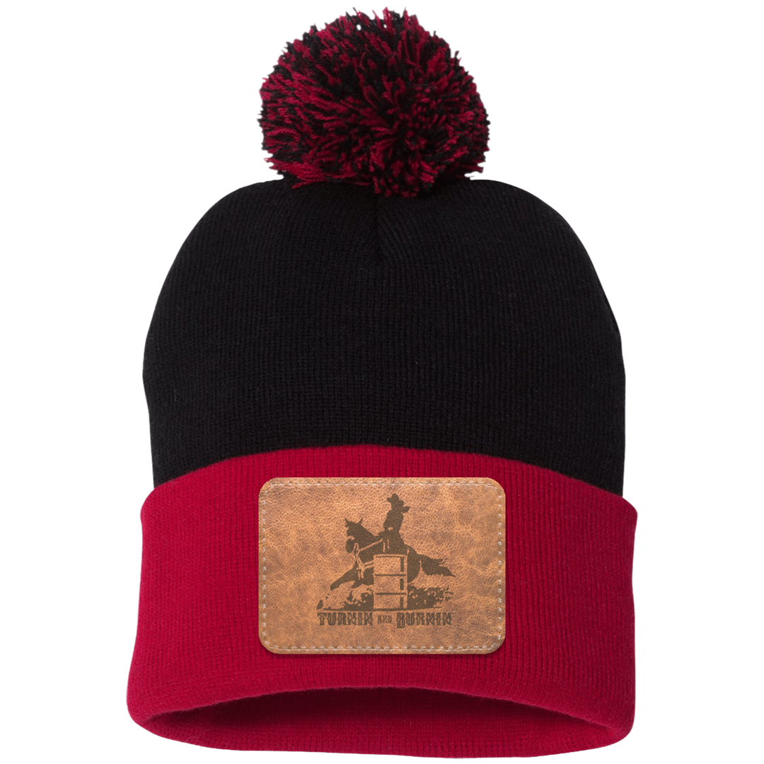 TURNIN AND BURNIN ON LEATHER SP15 Pom Pom Knit Cap - Patch