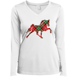 TENNESSEE WALKING HORSE DESIGN 3 JMD (RED PLAID) LST353LS Ladies’ Long Sleeve Performance V-Neck Tee