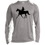 Missouri Fox Trotter WITH MALE RIDER BLACK ST361LS Long Sleeve Heather Colorblock Performance Tee