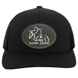 HUNTER JUMPER BLACK LEATHER 104C Trucker Snap Back - Patch