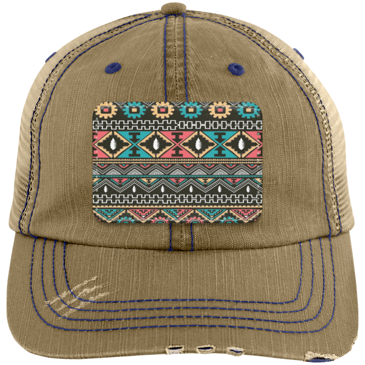 AZTEC 1 6990 Distressed Unstructured Trucker Cap - Patch