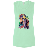 EQUINE ABSTRACT 1 4HORSE B8803 Ladies' Flowy Muscle Tank